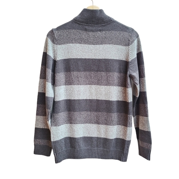 Silverlake Striped 1/4 Zip Knit Sweater in Gray, Size L - Picture 2 of 7